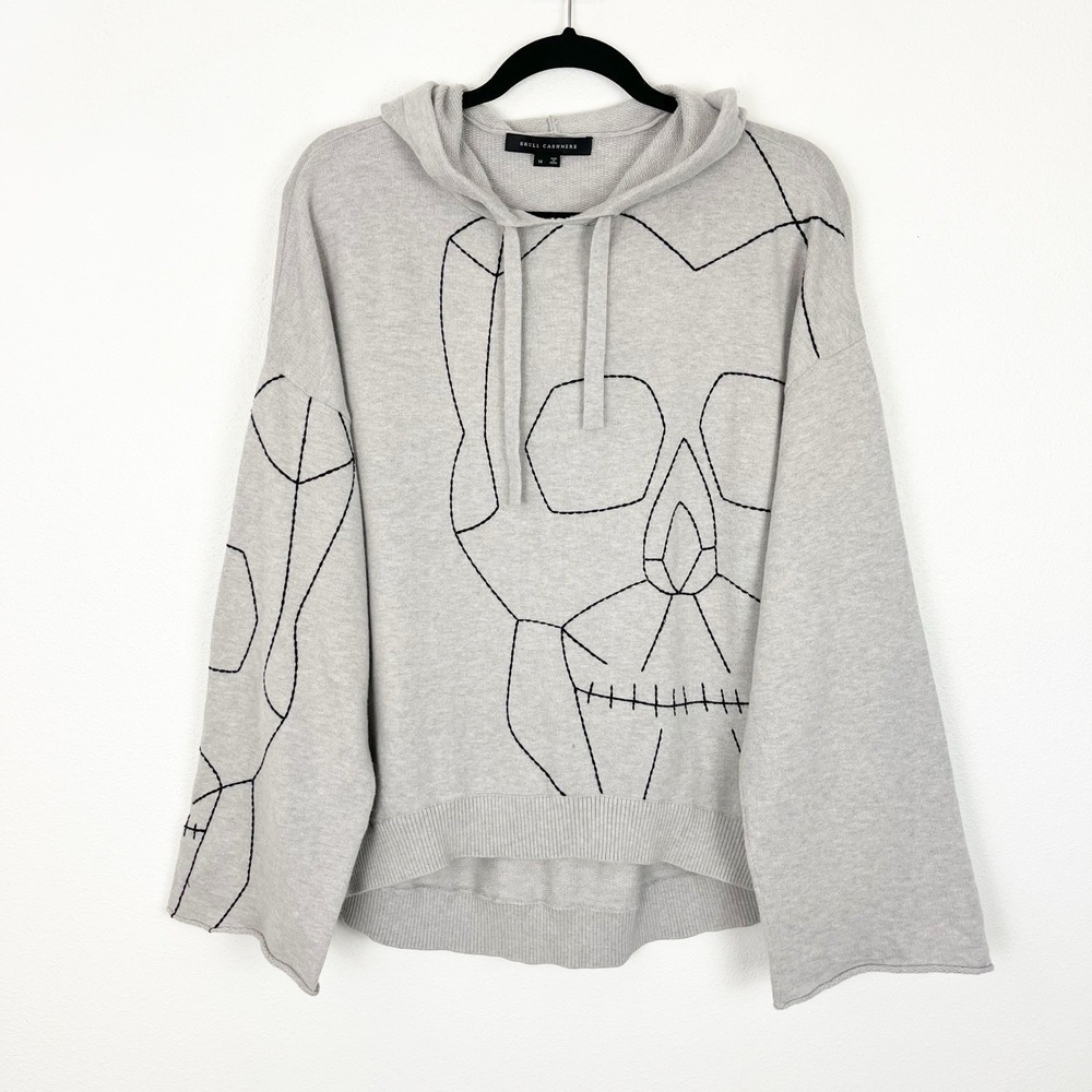 Skull Cashmere Gray Hoodie Sweater Pullover